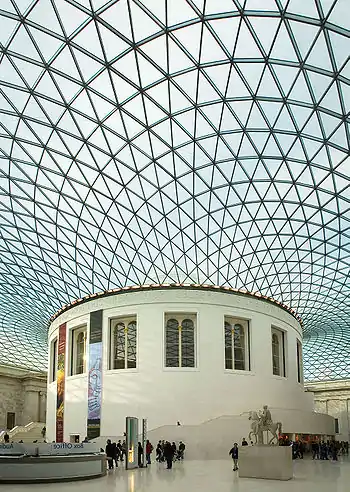 The tessellated glass roof of the British Museum's Great Court.