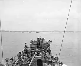 Indian landing craft enter bay at Singapore