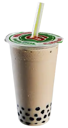 Image 14Characteristics of boba tea (also known as "bubble tea" or "pearl milk tea") -- the national drink of Taiwan -- are the tapioca balls that rest at the bottom of the beverage that are drunk with a wide straw. (from List of national drinks)