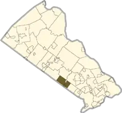 Location of Warminster Township in Bucks County