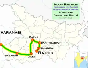 Budhpurnima Express (Varanasi - Rajgir) route map