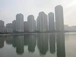 residential buildings on the bank of Meixi Lake