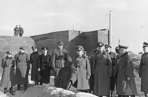 Rommel and his staff inspecting the Raversijde section of the Wall.