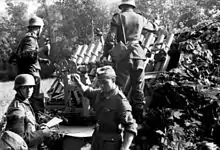 A crew loading a Reihenwerfer near Riva-Bella (Sword Beach), Atlantic coast, Northern France on 30 May 1944.