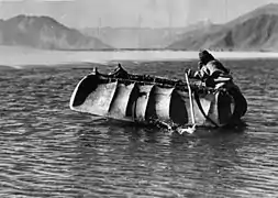 Yak skin coracle in Tibet, 1938