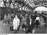 Inside the sheds in 1954, before the glass shattered in the war had been replaced