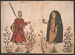 Gujarati couple of a lascarin (foot soldier) and his wife