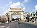 The welcome gate of Hậu Giang province, located in the town of Cái Tắc.