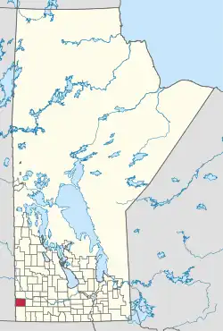 Location of Pipestone in Manitoba