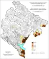 Percent of Albanians by settlements, 1961.