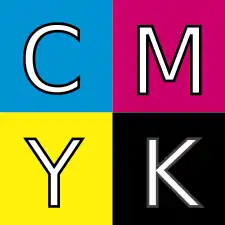 Color printing typically uses ink of four colors: cyan, magenta, yellow, and key(black). When CMY "primaries" are combined at full strength, the resulting "secondary" mixtures are red, green, and blue.