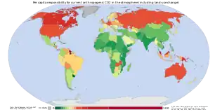 Map of anthropogenic CO2 emission by country