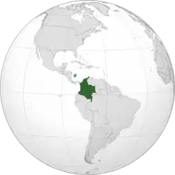 Location of Colombia (dark green)