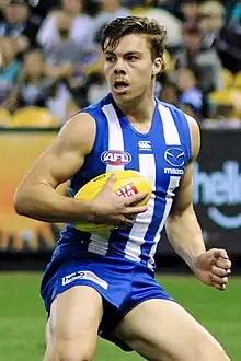 Cameron Zurhaar playing for North Melbourne in 2018