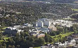 View of the NTNU Gløshaugen from the air