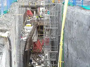 Cut and cover construction on Cambie Street just south of 25th Avenue, February 23, 2007