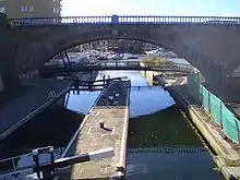 Commercial Road Lock on the Regent's Canal entering the Limehouse Basin.