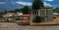 Gilgit River Level near Canopy Nexus Hotel after flooding in 2022