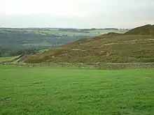 Millstone Grit blocks at Canyards Hill forming a large landslip.