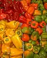 A variety of coloured Capsicum