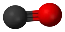 Ball-and-stick model of carbon monoxide