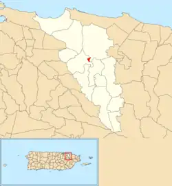 Location of Carolina barrio-pueblo within the municipality of Carolina shown in red