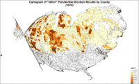 Cartogram of "other" presidential election results by county