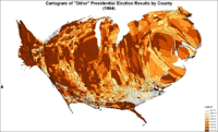 Cartogram of "other" presidential election results by county