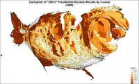 Cartogram of "other" presidential election results by county