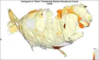 Cartogram of "other" presidential election results by county