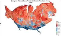 Cartogram of presidential election results by county