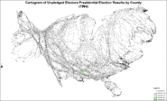 Cartogram of unpledged electors presidential election results by county