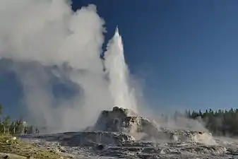 Castle Geyser erupting, 2019.