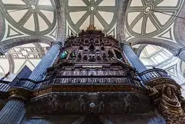 View of an organ case from outside the choir area