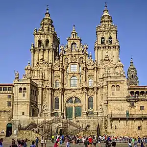 Façade of the Cathedral of Santiago de Compostela, Spain, by Fernando de Casas Novoa, 1738