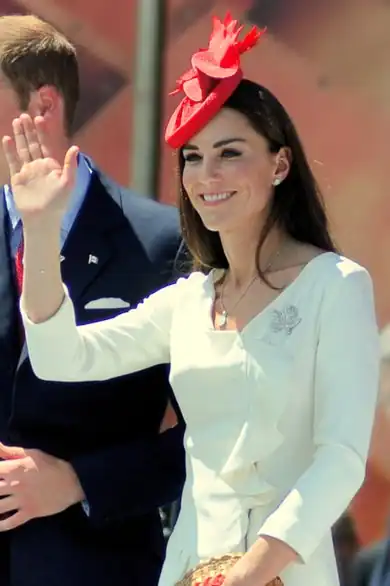 The Duchess of Cambridge (now the Princess of Wales) wearing the Maple leaf brooch, 2011