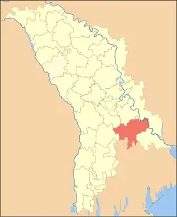 Map of Moldova highlighting Căușeni District