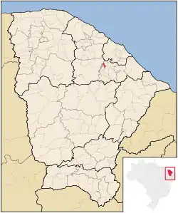 Location of Guaramiranga in the State of Ceará