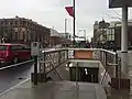 The station entrance with Temple University’s Liacouras Center in the background