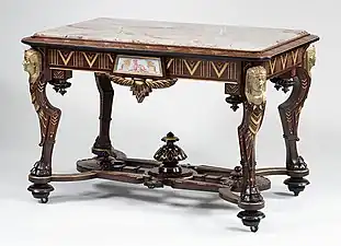 Center table; 1870–1875; rosewood, walnut and marble; 79.4 x 119.4 x 78.7 cm; Metropolitan Museum of Art