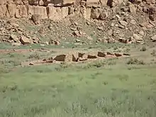 A color picture of a sandstone ruin