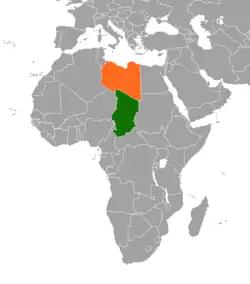 Map indicating locations of Chad and Libya