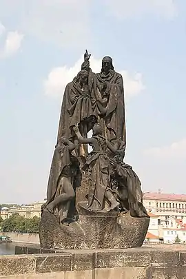 Czech Republic - Statue of Saints Cyril and Methodius at the Charles Bridge in Prague