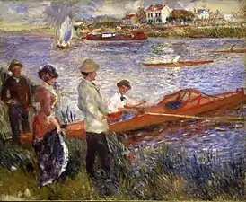 Oarsmen at Chatou by Pierre-Auguste Renoir (1879). Renoir knew that orange and blue brightened each other when put side by side.