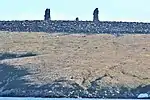 Kigilyakh stone pillars on Chetyrokhstolbovoy Island. Kigilyakh means "stone man" in Yakut.