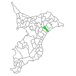 Location of Yokoshiba in Chiba Prefecture