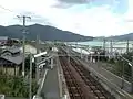 A view of the station platforms and tracks.