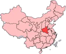 A map of China with Henan province highlighted