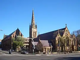 St Benedicts church with the University of Notre Dame behind.