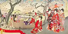 Ladies in the Edo palace enjoying cherry blossoms, Toyohara Chikanobu (1894)